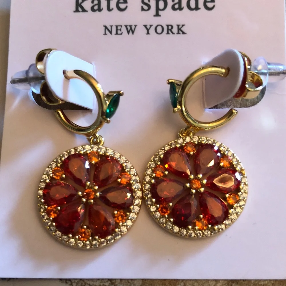 Authentic Kate Spade crystal orange design Earrings. New on card.